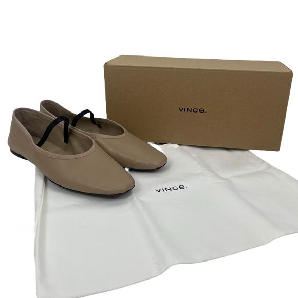 Vince Vivian Nappa Leather Mary Jane Flats Taupe Clay Size 8.5M - Picture 13 of 14